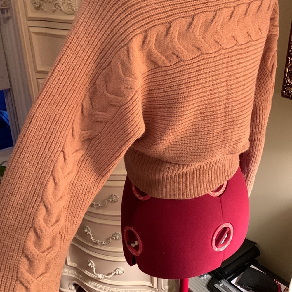 SHEIN Peach Cropped 2pc Sweater Set L Cable Knit + Tank NWOT - Picture 6 of 11